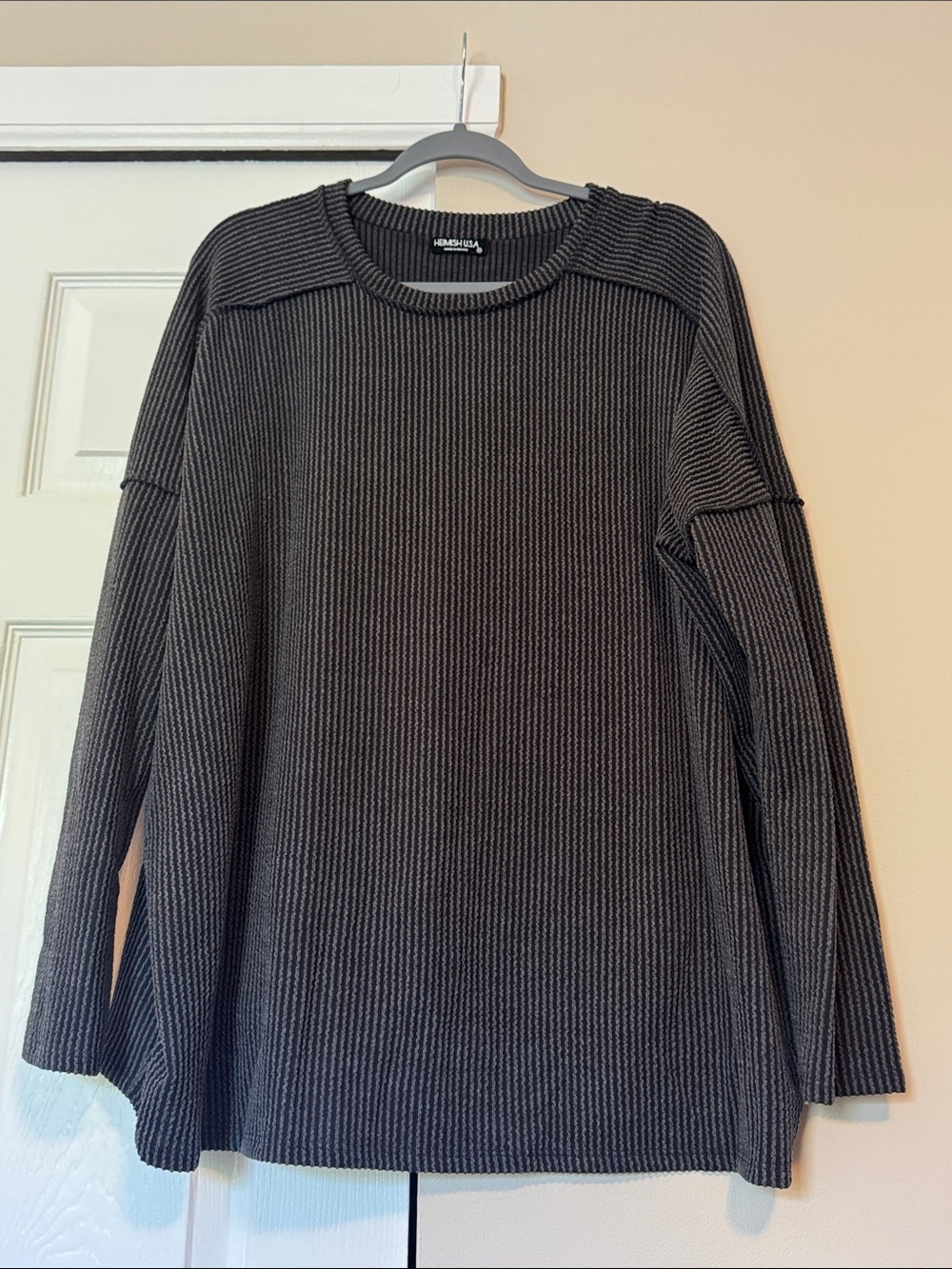HEIMISH USA Black Ribbed Crewneck